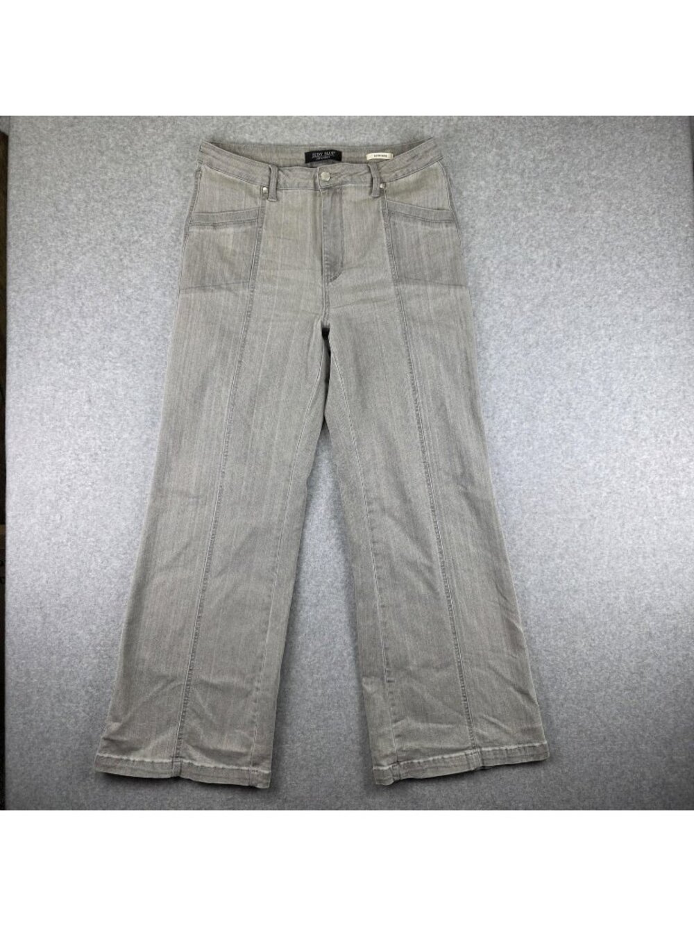 Judy Blue Jeans Womens 15/32 High Rise Wide Leg Gray Stretch Denim Pants